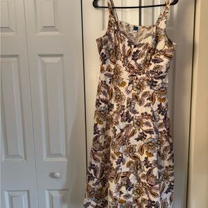 Old Navy Floral Midi Dress in Cream and Brown